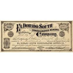 NV - Belmont,Nye County - March 29, 1878 - El Dorado South Consolidated Mining Company Stock Certifi