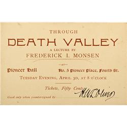 NV - Death Valley,Nye County - c1900 - Death Valley Lecture Announcement