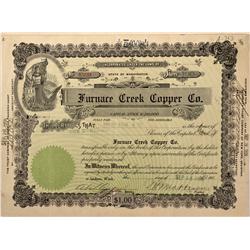 NV - Death Valley,Nye County - 1906 - Furnace Creek Copper Company Stock Certificate - Gil Schmidtma