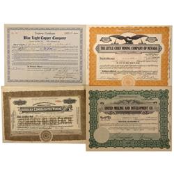 NV - Mineral County,1908, 1917, 1918, 1920, 1929, 1930 - Mineral County Area Mining StockCertificate