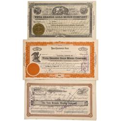 NV - Reno,Washoe - 1928, 1932,1933 - Veta Grande Gold Mining Company Stock Certificate