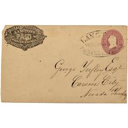 NV - Virginia City,Storey County - 1860s - Cover with Langton, Virginia City Cancellation *Territori