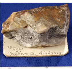 AL - Cleburne County - Gold in Quartz Specimen - Alabama