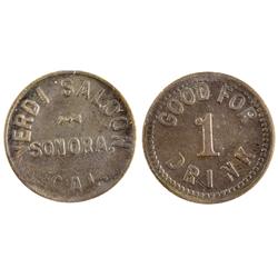 CA - Sonora,Tuolumne County - c1900-20 - Verdi Saloon Token