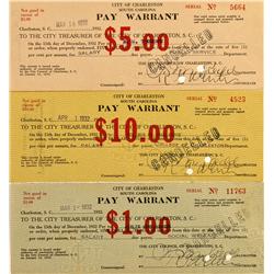 SC - Charleston,Charleston County - 1932 - Three Pay Warrants - Gil Schmidtmann Collection