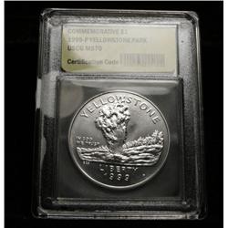 1999-p Yellowstone Park Uncirculated Commemorative Graded ms70