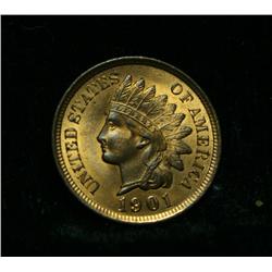 1901 Indian cent 1c Grades Choice Uncirculated ms64 red