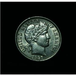1907-s Barber Dime 10c Grades almost uncirculated au58   TOUGH DATE!!