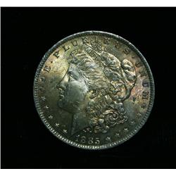 1885-o Rainbow Toned Morgan Dollar Grades Choice Uncirculated ms64