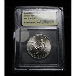 ***Rare  1996-s Olympic Soccer Uncirculated Commemorative Half Dollar Graded ms70