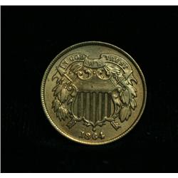 1864 2 Cent Piece Grades Almost Uncirculated au58