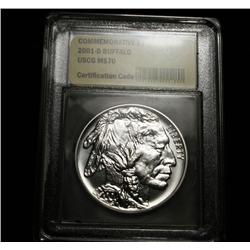 2001-d American Buffalo Uncirculated Silver Dollar Commemorative Graded ms70