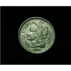 1865 3c Piece Grades Almost Uncirculated au50