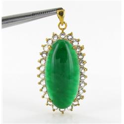 40ct Jade Yellow Gold Vermeil Pendant (JEW-2230)