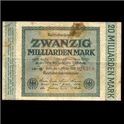 1923 Germany 20m Mark  Circulated Note (CUR-05858)
