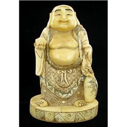 Chinese Handcarved Bone Standing Buddha on Base (CLB-702)