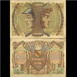 1923 Germany Baden 10k Mark Crisp Circulated Note (CUR-05860)