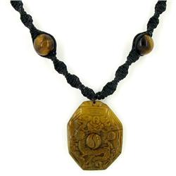 Chinese Handcarved Tiger Eye Pendant Choker Necklace (ANT-1362)