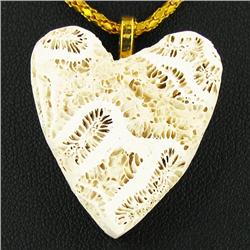 55ctw Coral Fossil Pendant Necklace (JEW-3057)