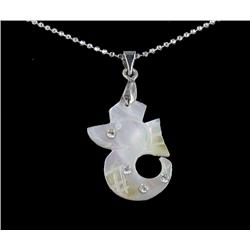 18k WG Plated Mother of Pearl Seahorse Necklace (JEW-1975)
