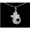 18k WG Plated Mother of Pearl Seahorse Necklace (JEW-1975)