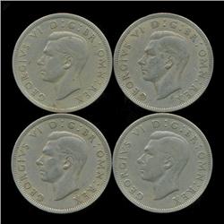 1947-49 Britain 1/2 Crown 4pcs VF/XF (COI-8882)