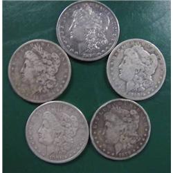 Lot of 5 Morgans- Silver Dollars