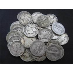 Roll of Mercury Dimes g-xf grades- 50 Coins