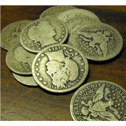 Lot of 10 Barber Quarter Dollars-Circulated