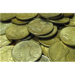 Lot of 100 Peace Silver Dollars-