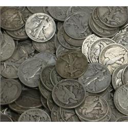 Lot of 100 Walking Liberty Half Dollars-