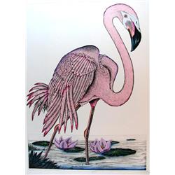 FLAMINGO PINK ETCHING HAND SIGNED LTD ED SALE