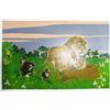 Image 1 : LION FAMILY WHISICAL COLORFUL SIGNED LARGE SERIGRAPH SALE