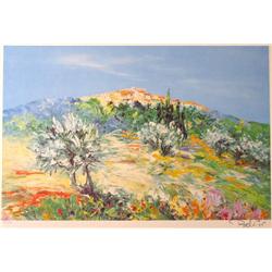 COLORFUL LANDSCAPE SIGNED LIMITED EDITION LITHOGRAPH ON PAPER
