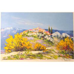 COLORFUL LANDSCAPE SIGNED LIMITED EDITION LITHOGRAPH ON PAPER