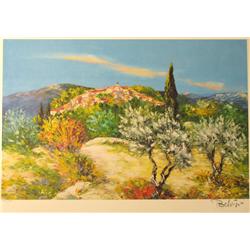 COLORFUL LANDSCAPE SIGNED LIMITED EDITION LITHOGRAPH ON PAPER