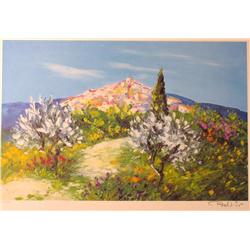 COLORFUL LANDSCAPE SIGNED LIMITED EDITION LITHOGRAPH ON PAPER