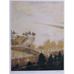 ASIAN STYLE SIGNED LITHOGRAPH JOHN KELLY ART