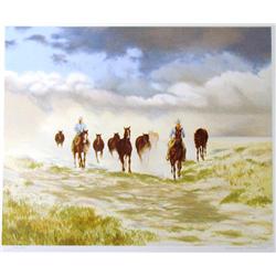 REALISTIC WESTERN SCENE COWBAYS ON HORSES LTD ED