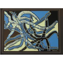 ABSTRACT PAINTING ON PAPER HEAVY TEXTURE COLORFUL