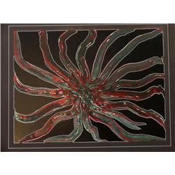 ABSTRACT PAINTING ON PAPER HEAVY TEXTURE COLORFUL