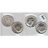 Image 1 : 4 BU SILVER KENNEDY HALF DOLLARS 1966 UNCIRCULATED