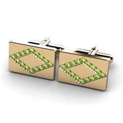 Genuine 1.60 ctw Peridot Cufflink 14kt W/Y Gold 5.44g