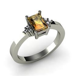 Genuine 0.61 ctw Citrine & Diamond Ring 14kt White or Yellow Gold 4.47g