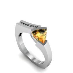 Genuine 1.20 ctw Citrine  Euro Shank & Diamond Ring 10kt White or Yellow Gold 4.85g