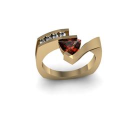 Genuine 0.77 ctw Garnet Trillion & Diamond Ring 10ktWhite or Yellow Gold 6.584g