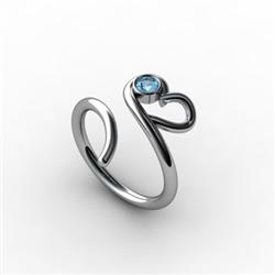 Blue Topaz 0.11 ctw Heart Design Ring 18kt W/Y Gold