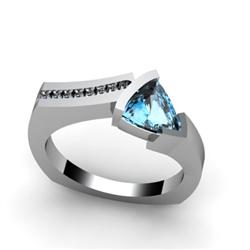 Genuine 1.20 ctw Topaz  Euro Shank & Diamond Ring 10kt White or Yellow Gold 4.85g