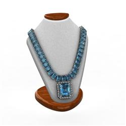 Genuine 58.14 ctwTopaz & Diamond Necklace 14kt W/Y Gold 37g  (Emerald Cut)