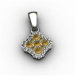 Genuine 0.52 ctw Citrine & Diamond Pendant 14kt W/Y Gold 14kt 2.75g